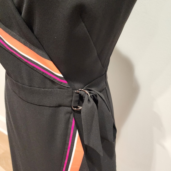 Karen Millen Black Assymetric Wrap Dress Size 6 US - Picture 12 of 14